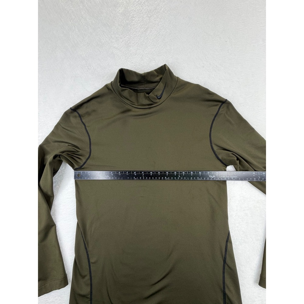 Nike Pro Combat Dri-FIT Mens Long Sleeve Mock Neck Compression Shirt Olive Green - Picture 7 of 10